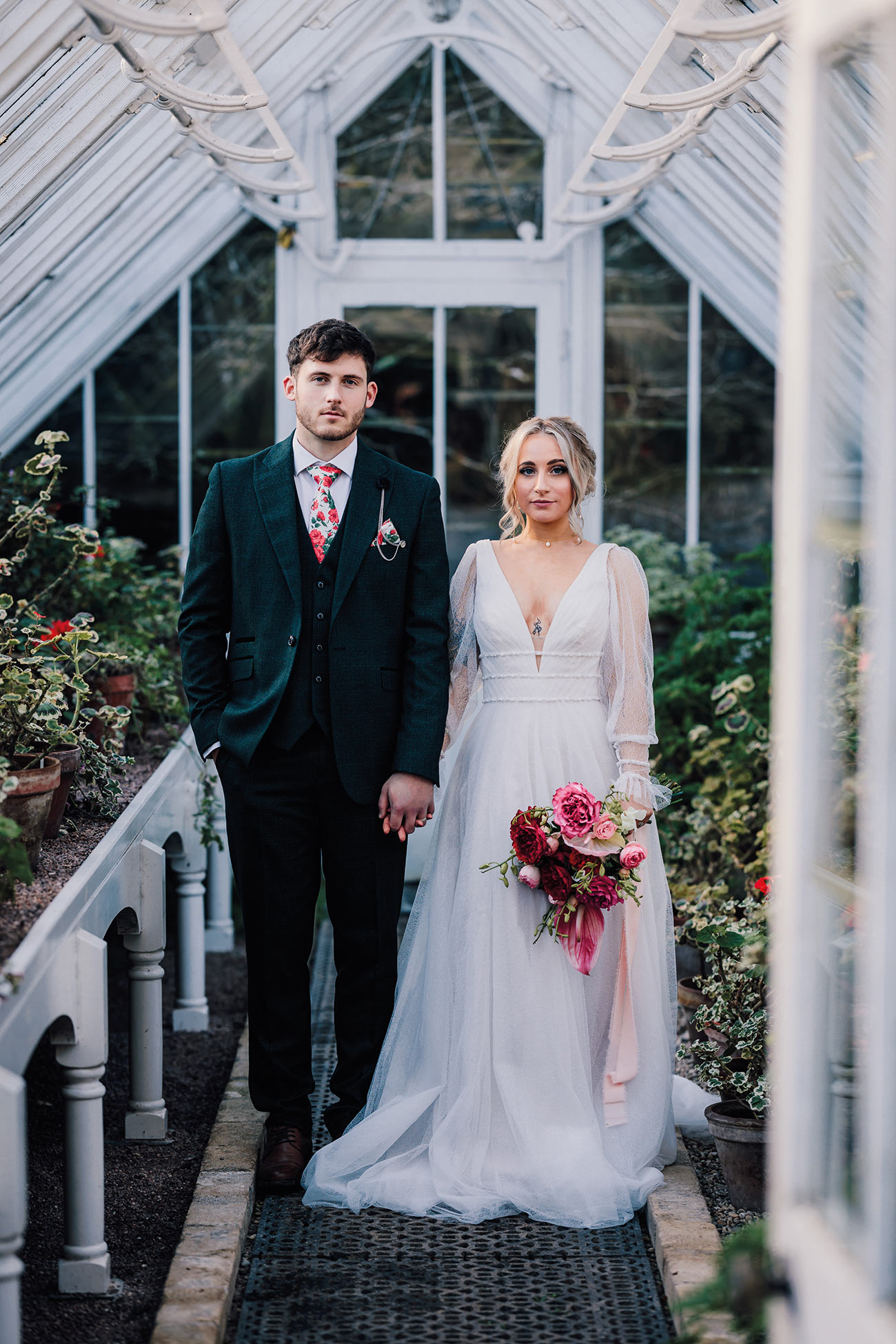 Think Pink Wedding Styling Red Fuschia Heligan Gardens Bride Groom16