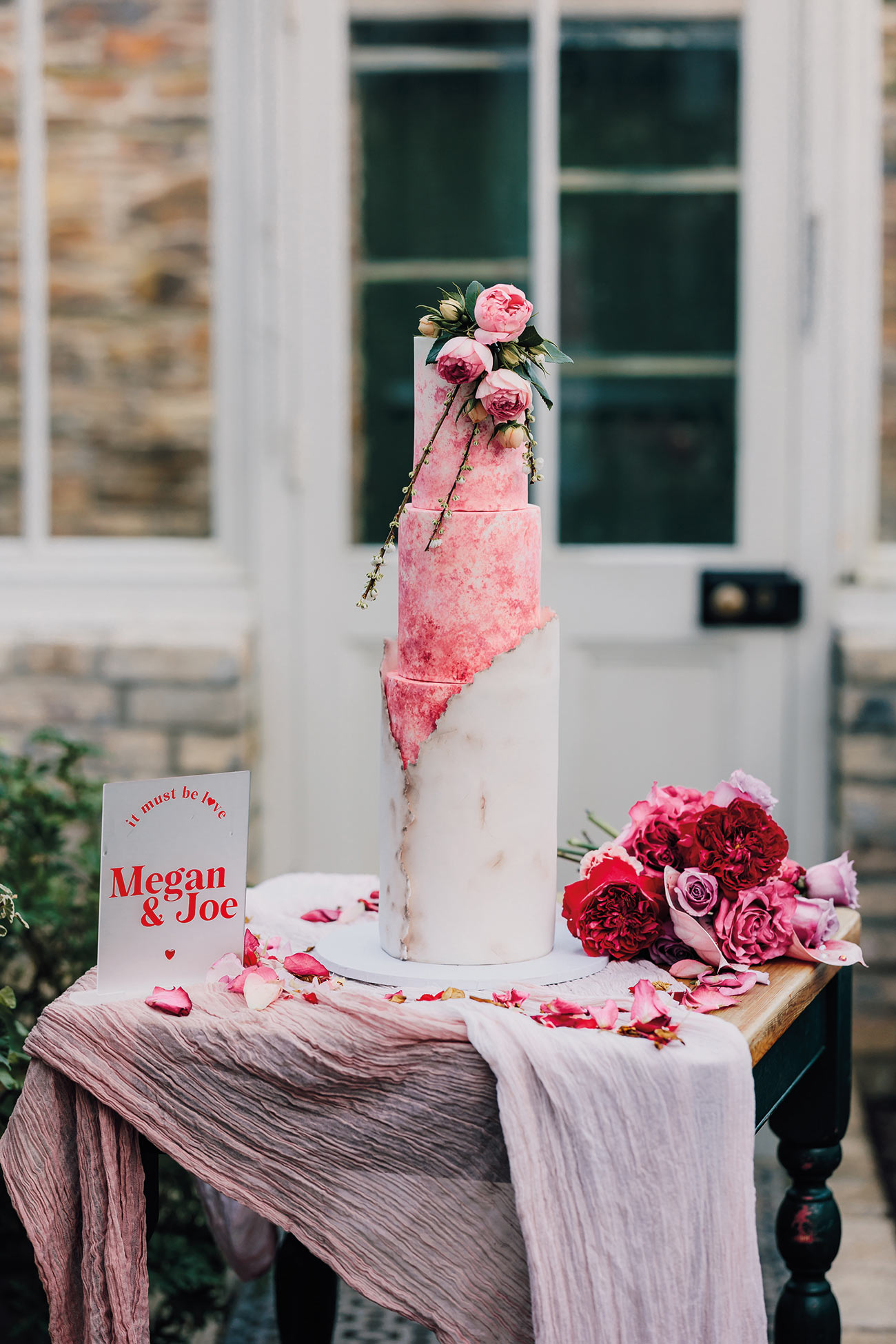 Think Pink Wedding Styling Red Fuschia Heligan Gardens Bride Groom8
