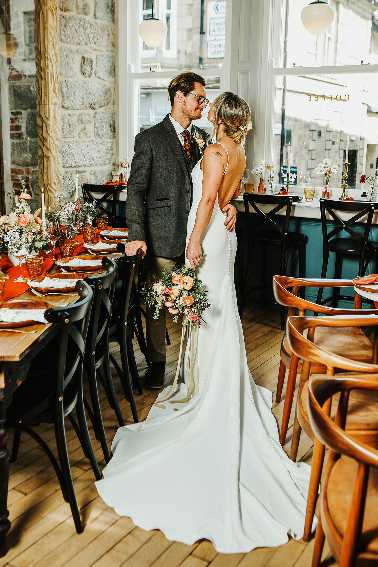 Wedding Styling Host St Ives Cornwall Contemporary Industrial Bride Groom12